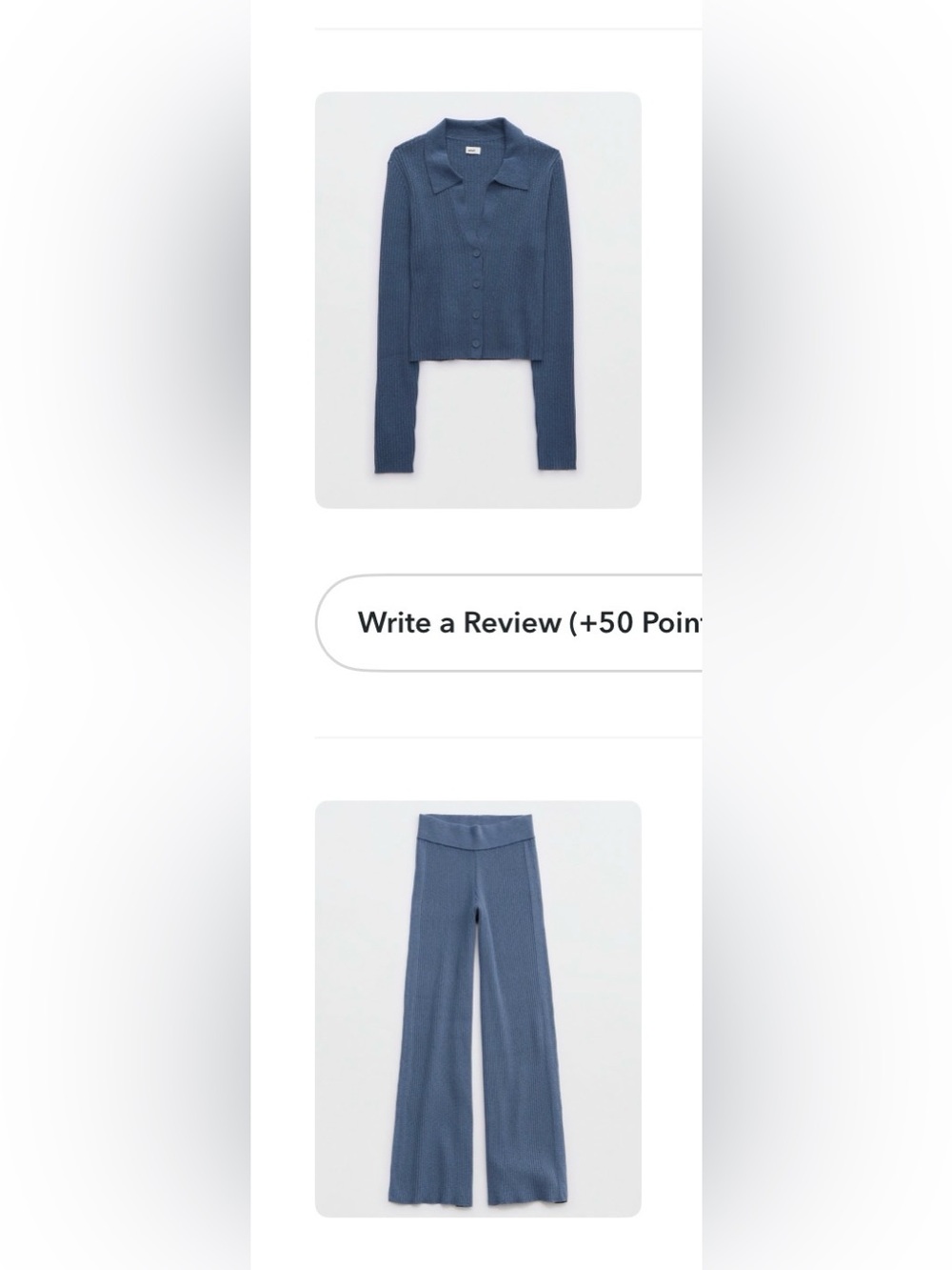 Aerie Ribbed Knit Two-Piece Set in Dusty Blue